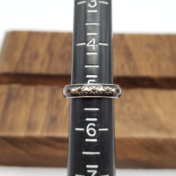 Size 5 925 Sterling Silver Enamel Floral Pandora ALE 50 Ring - Picture 4 of 6